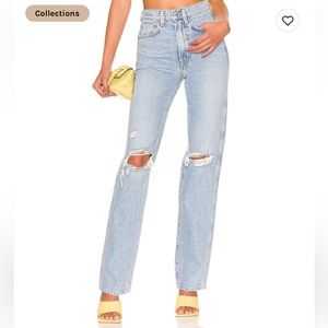 GRLFRND super high rise slim straight jeans